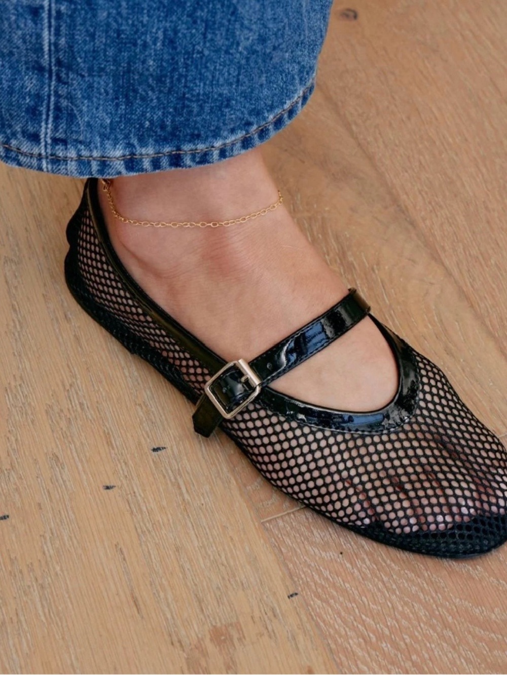 Coconuts by Matisse Black Mesh Mary Jane Flats with Buckle